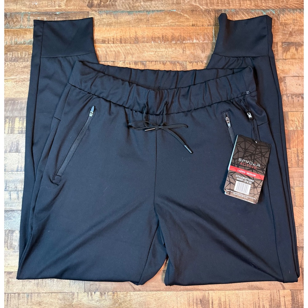Spyder Active Womens Black Jogger Pants Zip Pockets SP703R3 NWT Medium